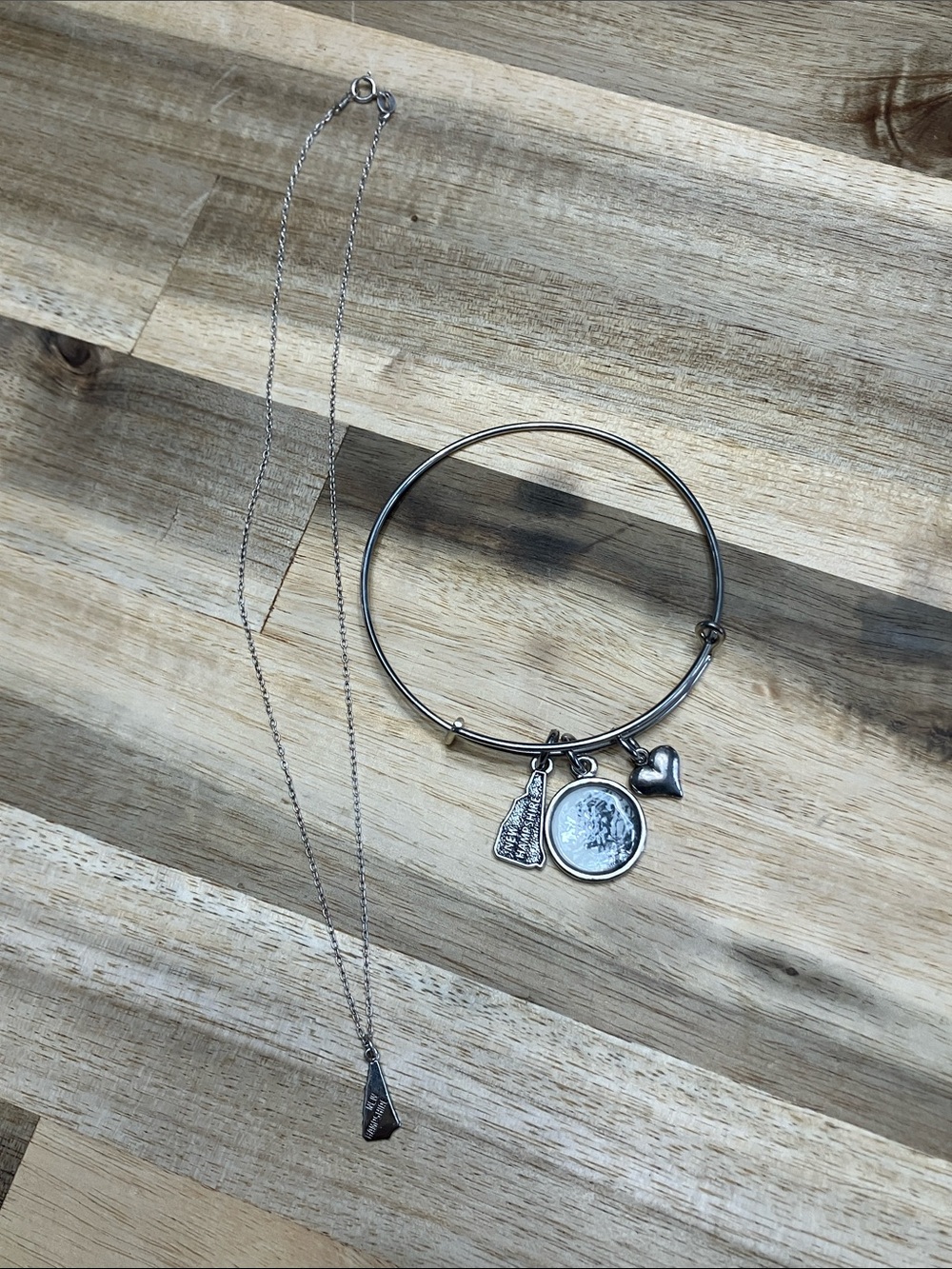 New Hampshire Bracelet and Necklace Silver Jewelry Bundle